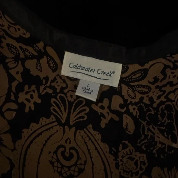 Coldwater Creek Black and Sheer Tan Floral Cardigan - Picture 5 of 5